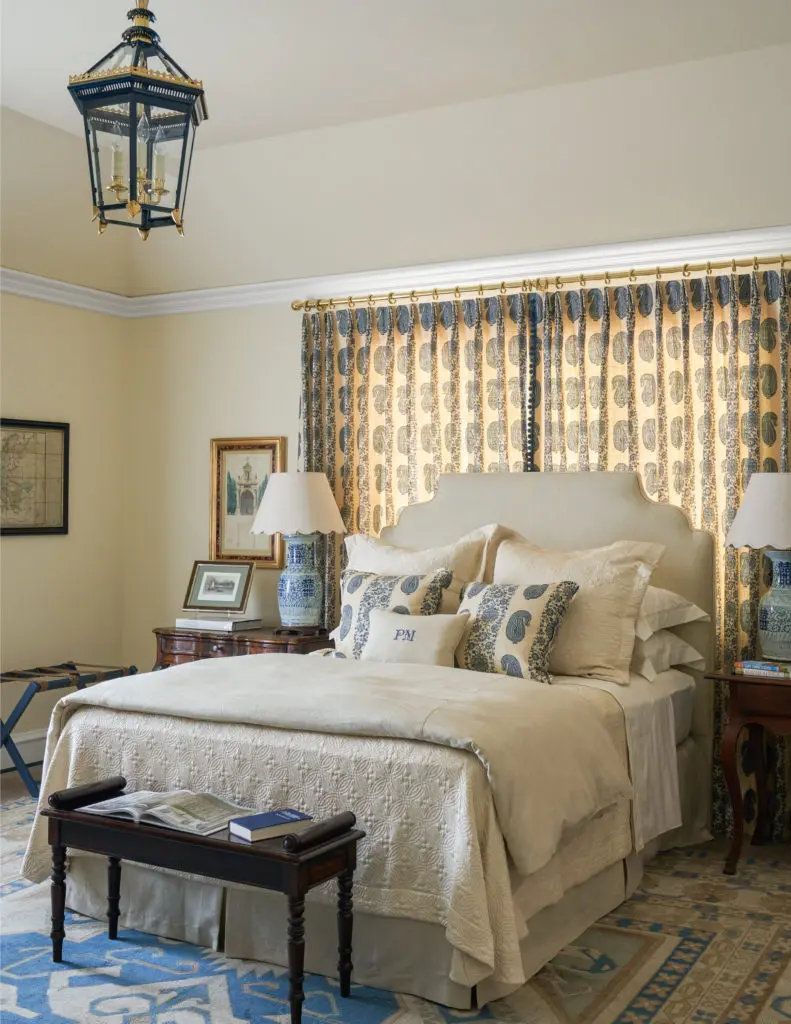 The Traveler’s Retreat bedroom by Patricia McLean Interiors, Inc., exudes a Moorish elegance with a clean, ordered appeal (Photo by Nathan Schroeder)