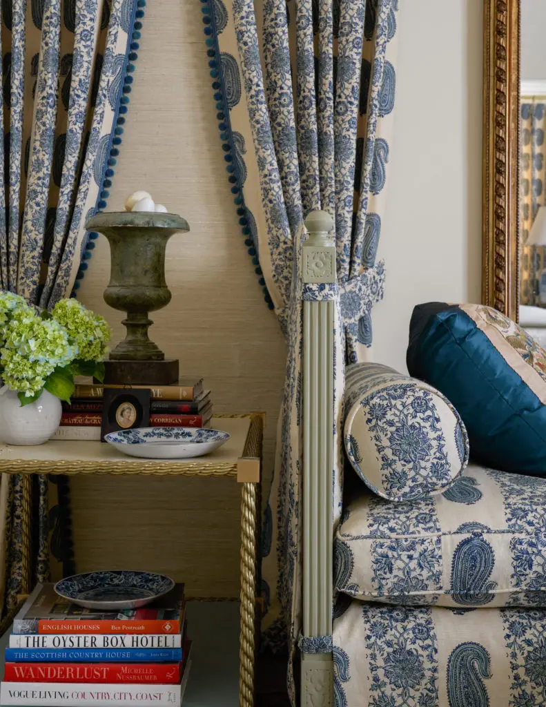 The Traveler’s Retreat bedroom by Patricia McLean Interiors, Inc., exudes a Moorish elegance with a clean, ordered appeal (Photo by Nathan Schroeder)