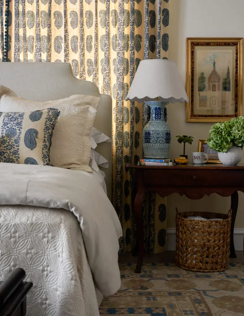 The Traveler’s Retreat bedroom by Patricia McLean Interiors, Inc., exudes a Moorish elegance with a clean, ordered appeal (Photo by Nathan Schroeder)