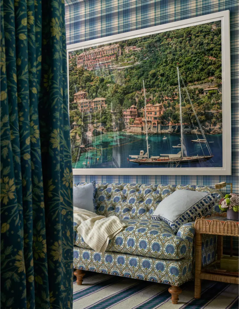 Pretty in Plaid sets the tone for Avrea & Company's soothing bedroom. (Photo by Nathan Schroder)