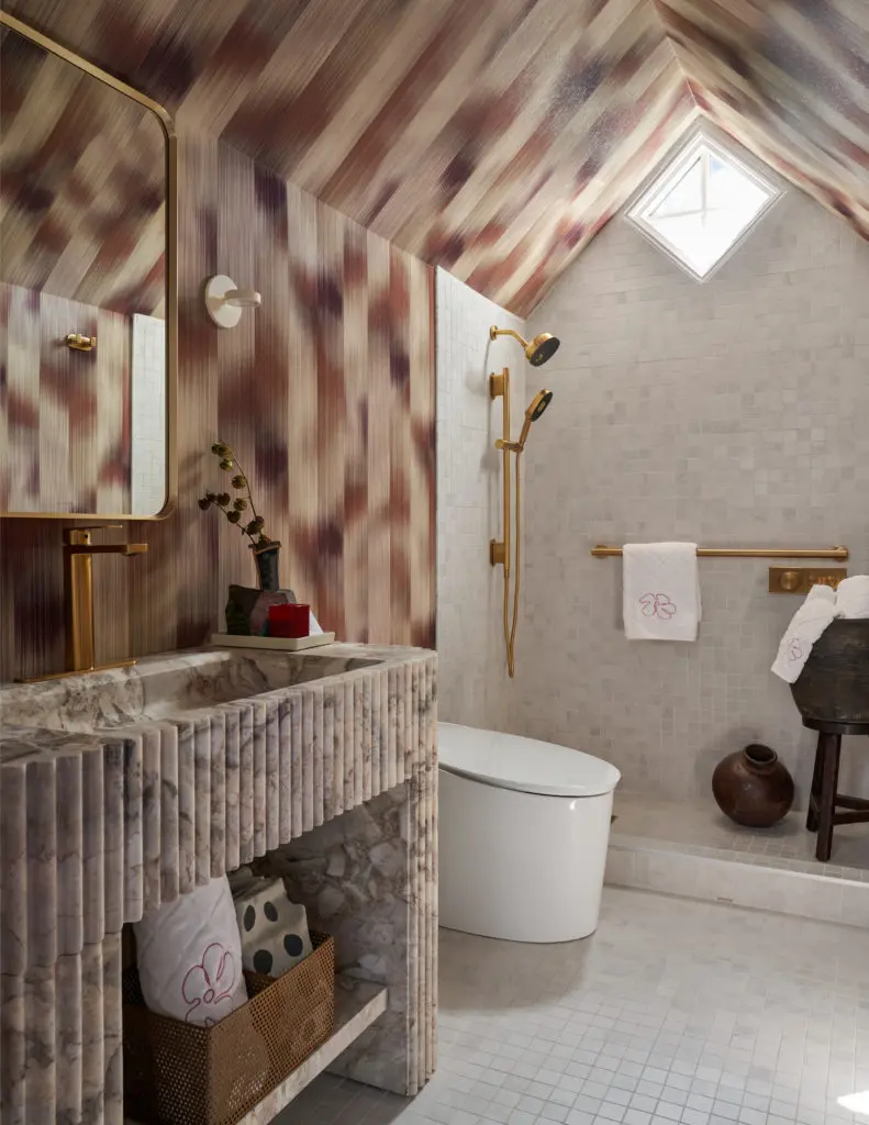 This Southern Sanctuary wellness room by PROJECT AZ provides a warm and nurturing escape. (Photo by Nathan Schroder)