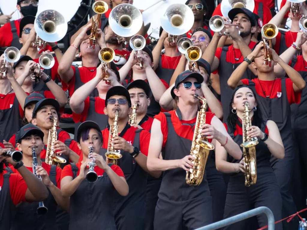 The University of Houston band always brings it. (Photo by F. Carter Smith)