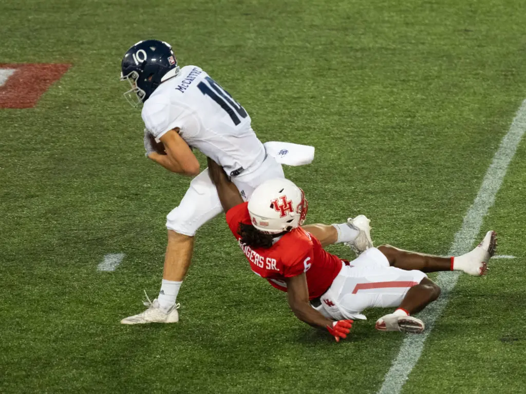 Rice receiver Luke McCaffrey made some big plays against UH's defense.  (Photo by F. Carter Smith)