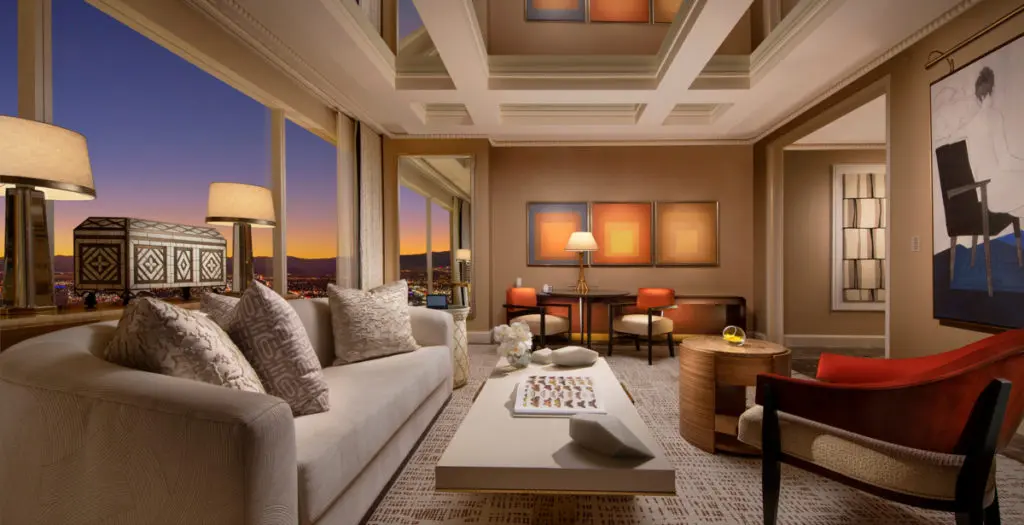 The parlor room of a newly renovated Wynn Tower Suite. (courtesy of Wynn Las Vegas)