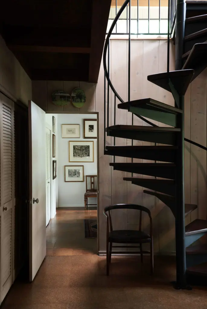The spiral staircase, which now leads to Kevin Vogel’s office, was added in 1964. (Photo by Pär Bengtsson / art direction by Michelle Aviña)