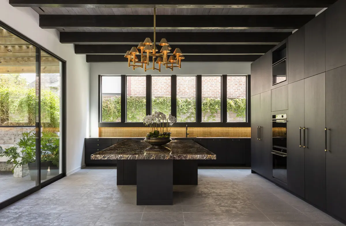 The vast kitchen at 4006 Essex, The House of Many Palms (Julie Soefer Photography)