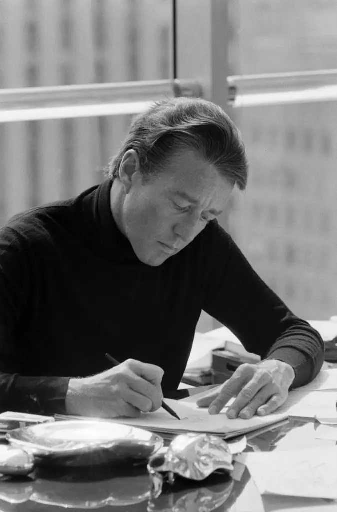 Halston in his Olympic Tower office, 1970s (courtesy of Halston Archives)