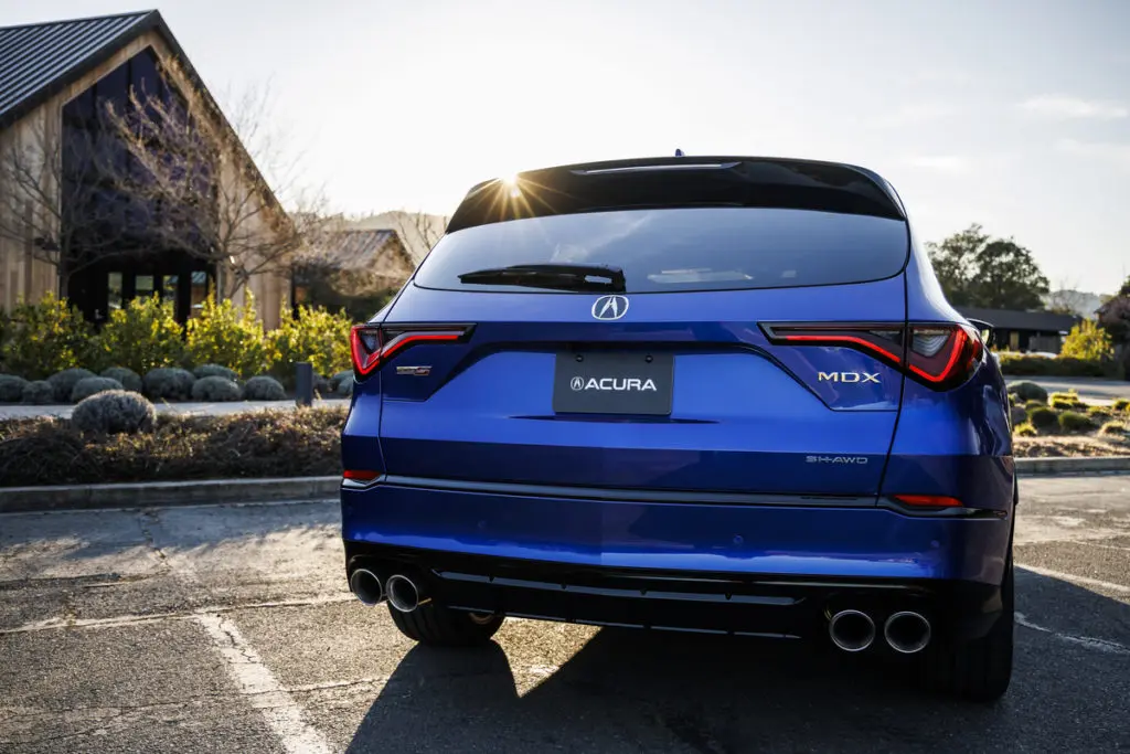 The MDX Type S boasts a turbocharged 3.0-liter V6 that produces 355 horsepower and 354 lb-ft of torque. Thats a 65-hp and an 87-lb-ft bump over the standard MDX. (Courtesy Acura)