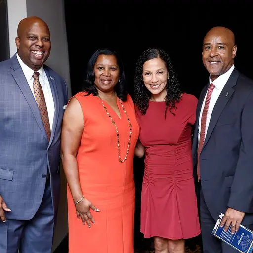 Children at Risk luncheon chairs Donald & Shawn Bowers, Accolades honorees Rice University president Reginald DesRoches and wife Paula. (Photo by Quy Tran)