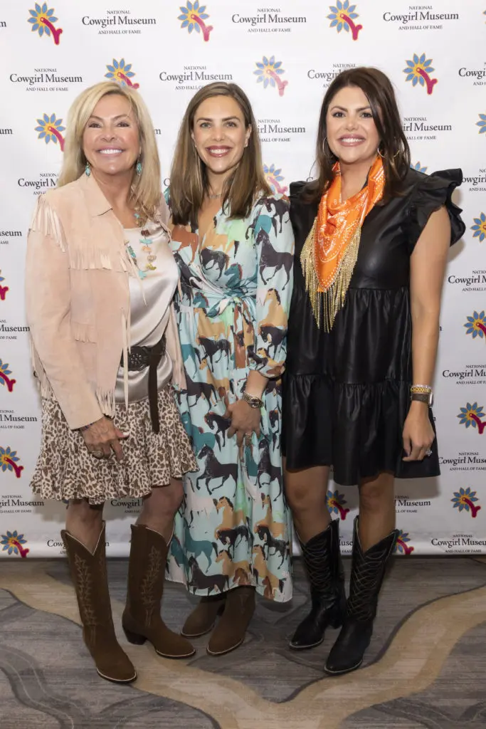 Patty Williams, Sabrina Speirs, and JJ Contreras at the Desert Rose Luncheon and Fashion Show at River Crest Country Club in Fort Worth, Texas on October 6, 2022. (Photo by Sharon Ellman)