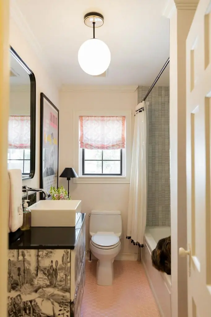 Soft hues in the second bathroom. 
