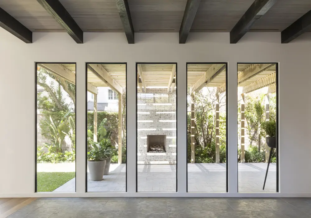 The primary living area of Carol Isaak Barden's The House of Many Palms at 4006 Essex Lane. (Photo by Julie Soefer)