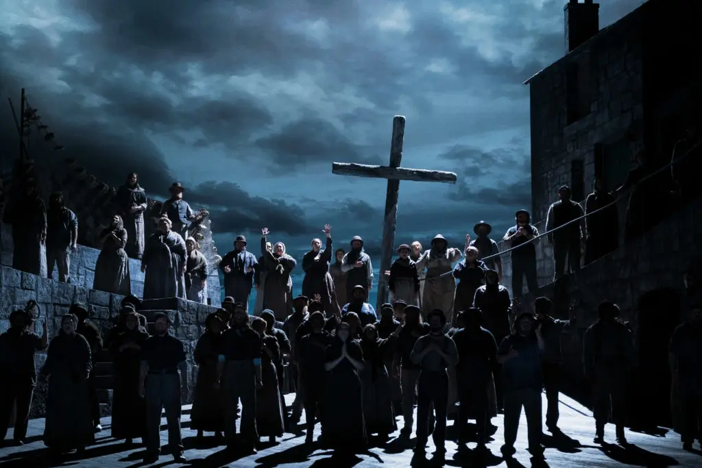 Look for big choral scenes that add to the drama of The Wreckers.  (Photo by Michael Bishop)
