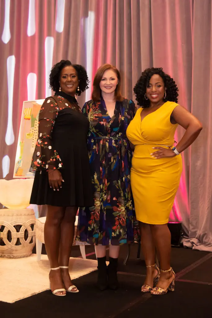 Chick Lit Luncheon co-chair Errika Flood-Moultrie, emcee Kellie Rasberry, and Chick Lit co-chair Renita Joyce Smith. (Photo by Tamytha Cameron)