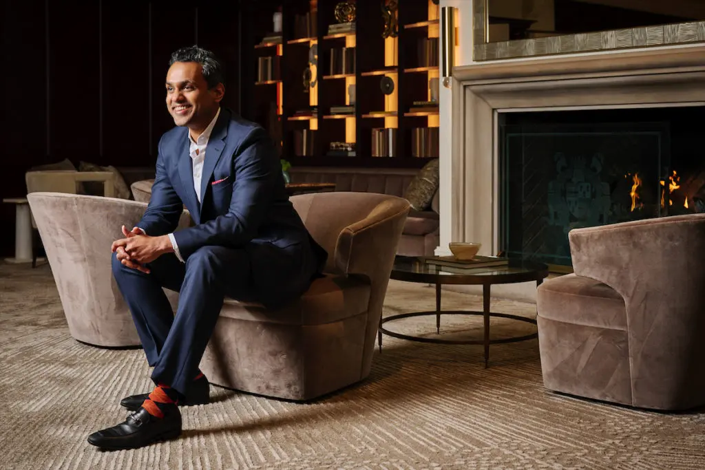 Vipin Nambiar of HN Capital Partners, is the new owner of Rosewood Mansion on Turtle Creek, photographed by Jonathan Zizzo