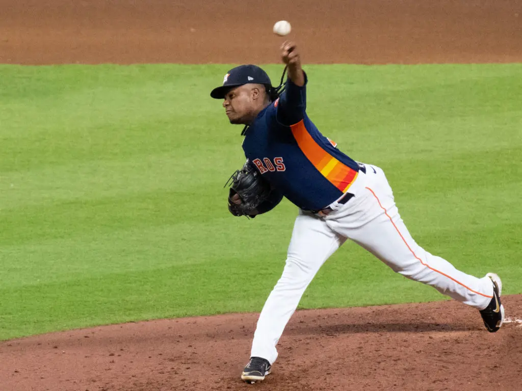 Houston Astros starter Framer Valdez always seems to be in command these days. (Photo by F. Carter Smith)