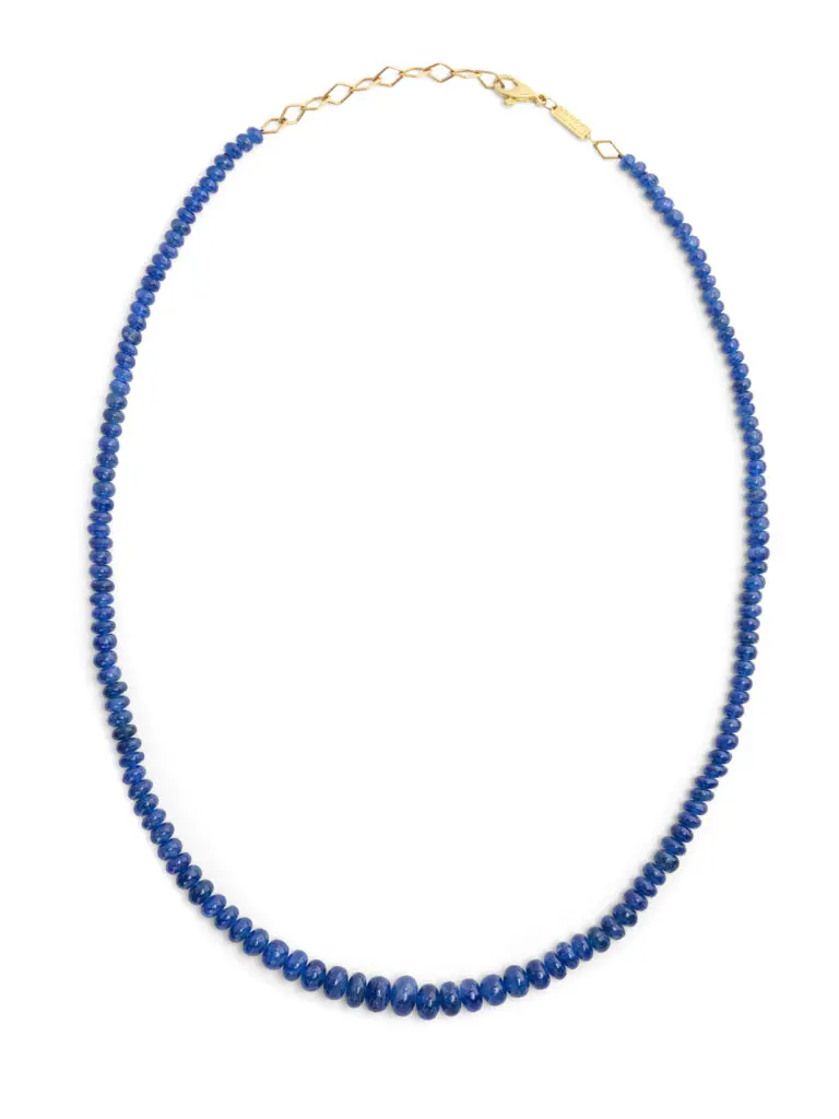 Azlee Rich Sapphire Beaded Yellow Gold Necklace