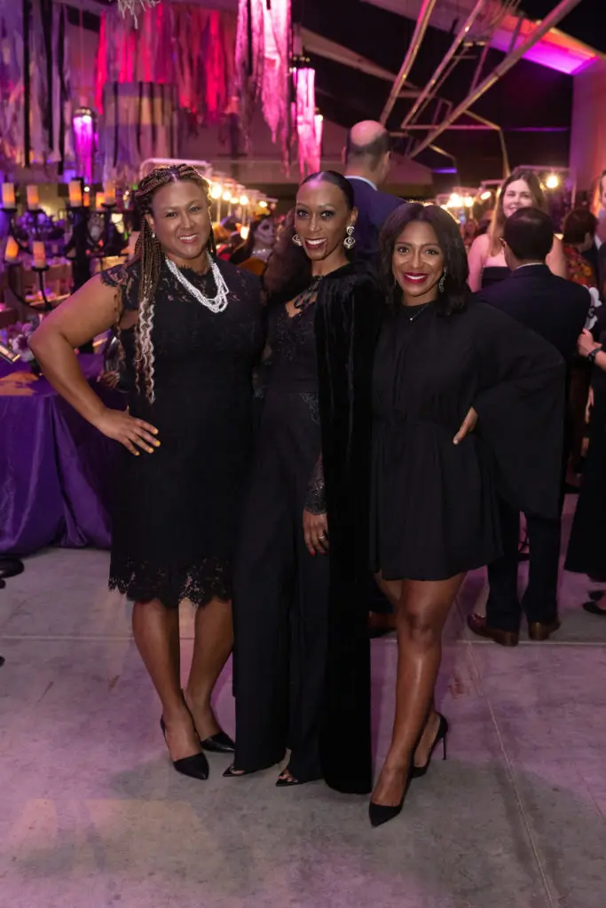 Abria Flowers, Onyinyechi Muilenburg, TJ Robinson at the SPCA Howl-O-Ween gala (Photo by Wilson Parish)