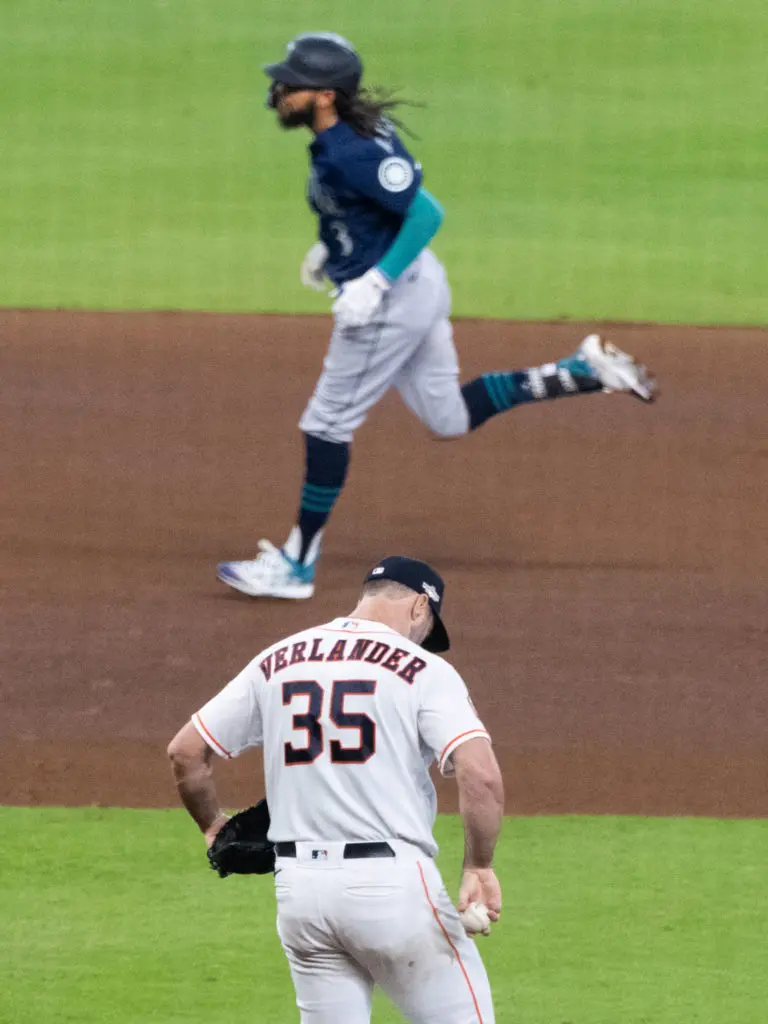 Houston Astros ace Justin Verlander did not have his best stuff against Seattle in Game 1. (Photo by F. Carter Smith)