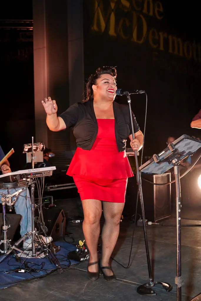 Aurora Bleu performing at the 2022 AT&T Performing Arts Center's Turn Up the Lights event.