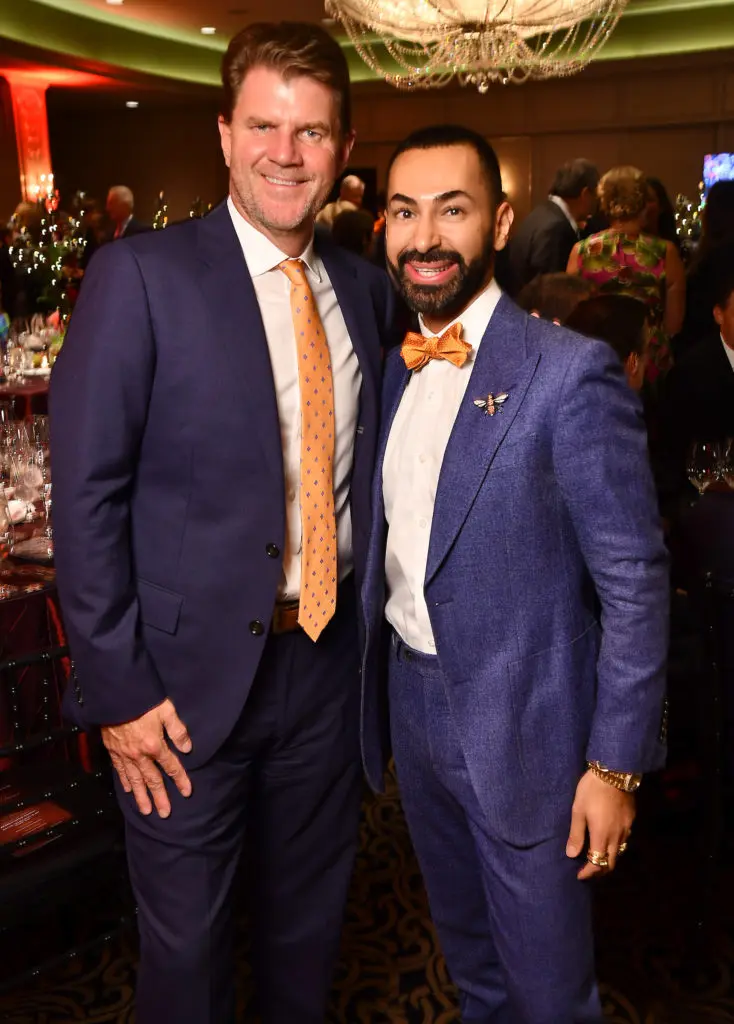 Wine hosts Bill Baldwin & Fady Armanioius at the T.J. Martell Foundation’s Best Cellars Dinner at the Hotel ZaZa.  (Dave Rossman photo)
