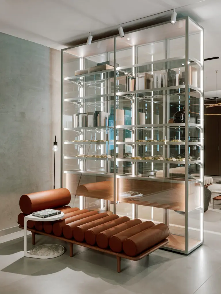 The Rimadesio Cover Freestanding can be used to accent any space as a bookcase, closet or wine storage. (Photo by Divya Pande)
