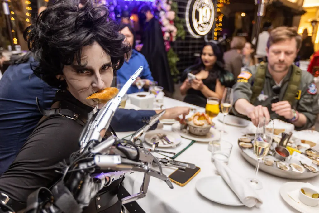 'Edward Scissorshands' wins for Creepiest Costume at Brasserie 19's Halloween bash. (Photo by Andrew Hemingway)