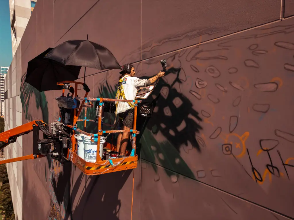 Sonny Sundancer is a South African artist now based in Los Angeles. (Photo by @superkant and @cyvisuals_, courtesy Street Art for Mankind)