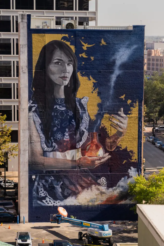 The mural "La Shamana" is by Spanish artist Lula Goce. (Photo by @superkant and @cyvisuals_, courtesy Street Art for Mankind)