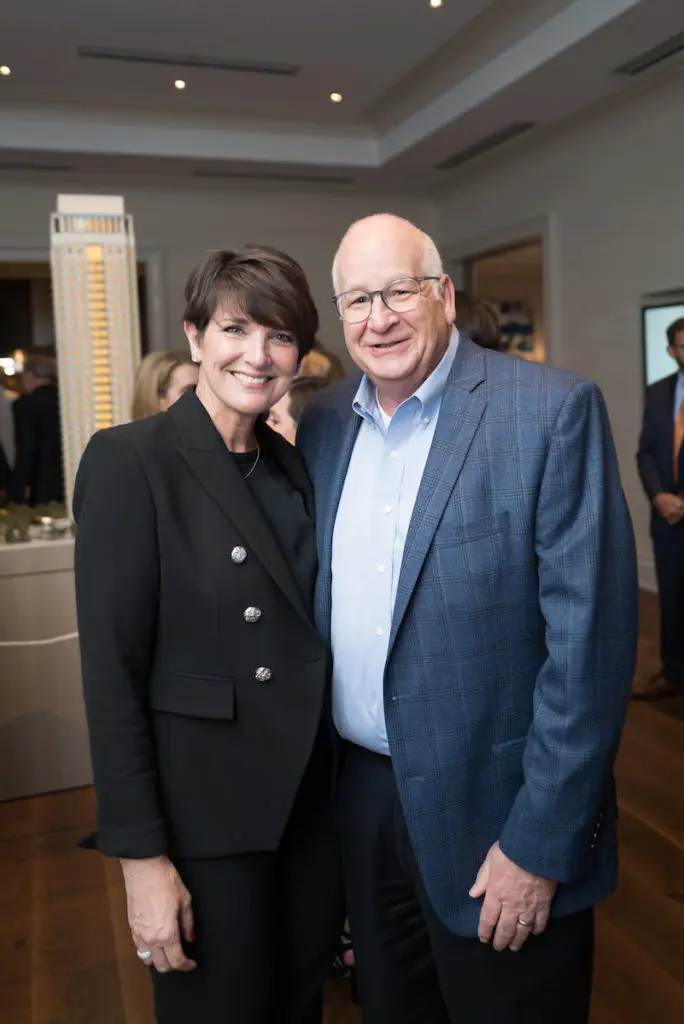 Dr. Patti Steiner & Dan Steiner at the grand opening of the 1661 Tanglewood luxe sale office in Uptown Park. (Photo by Daniel Ortiz)