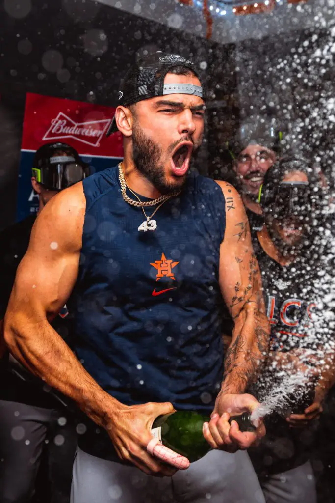 Lance McCullers Jr/ knows that postseason celebrations never get old. (@Astros)
