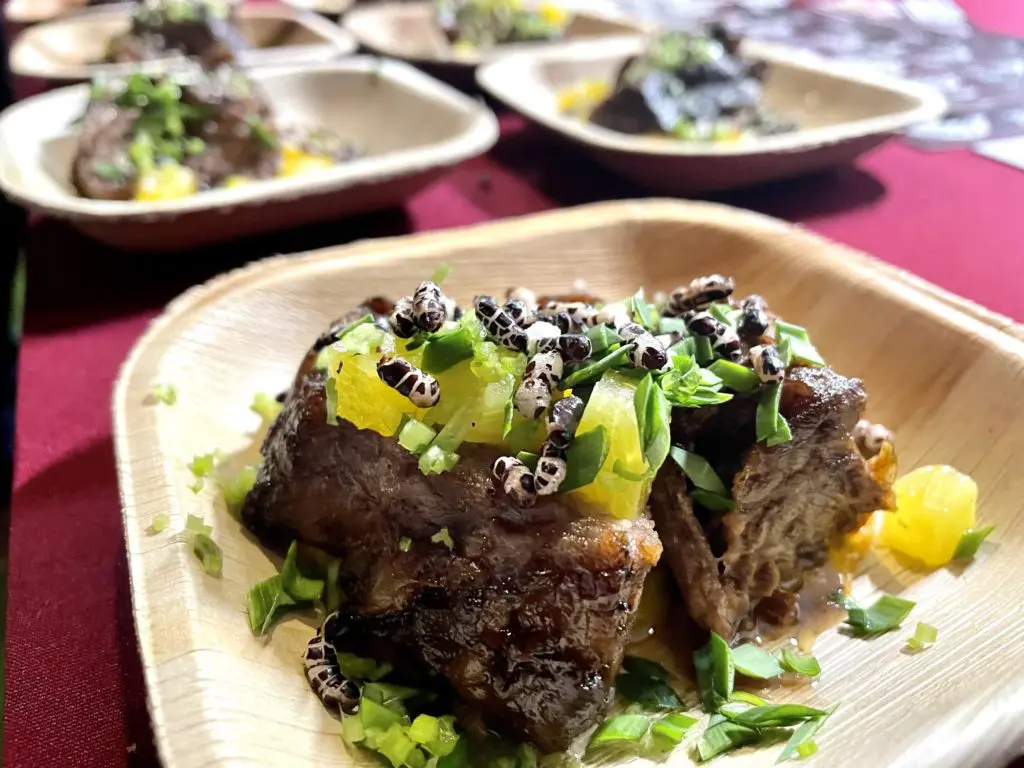 Chef Shoto Nakajima's beef short rib topped with crispy wild black rice. Photo by Courtney Dabney.