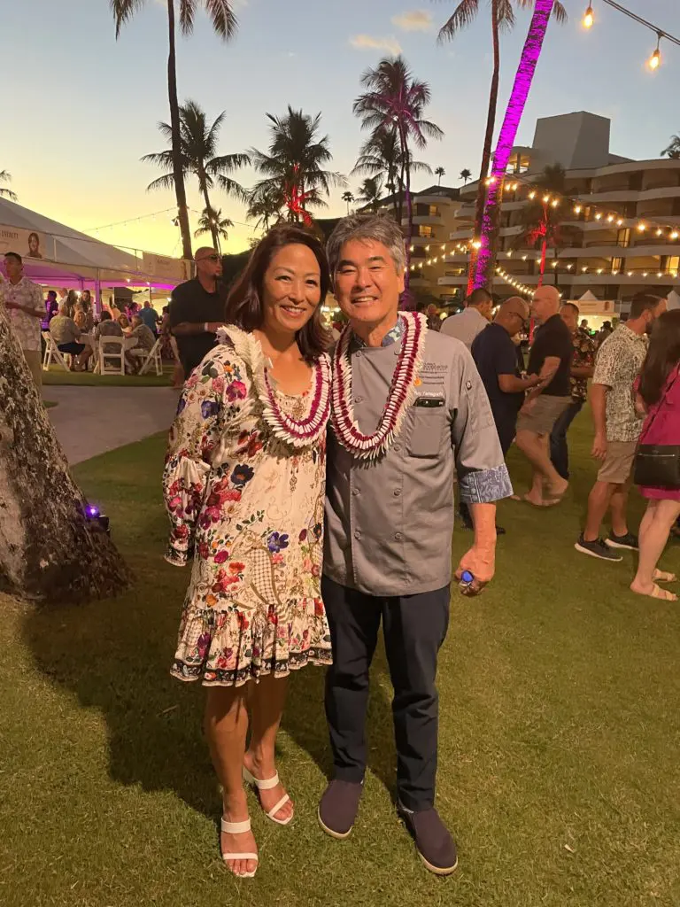 Hawaii Food and Wine Festival Founder Denise Yamaguchi with husband, famed chef Roy Yamaguchi. Photo by Courtney Dabney.