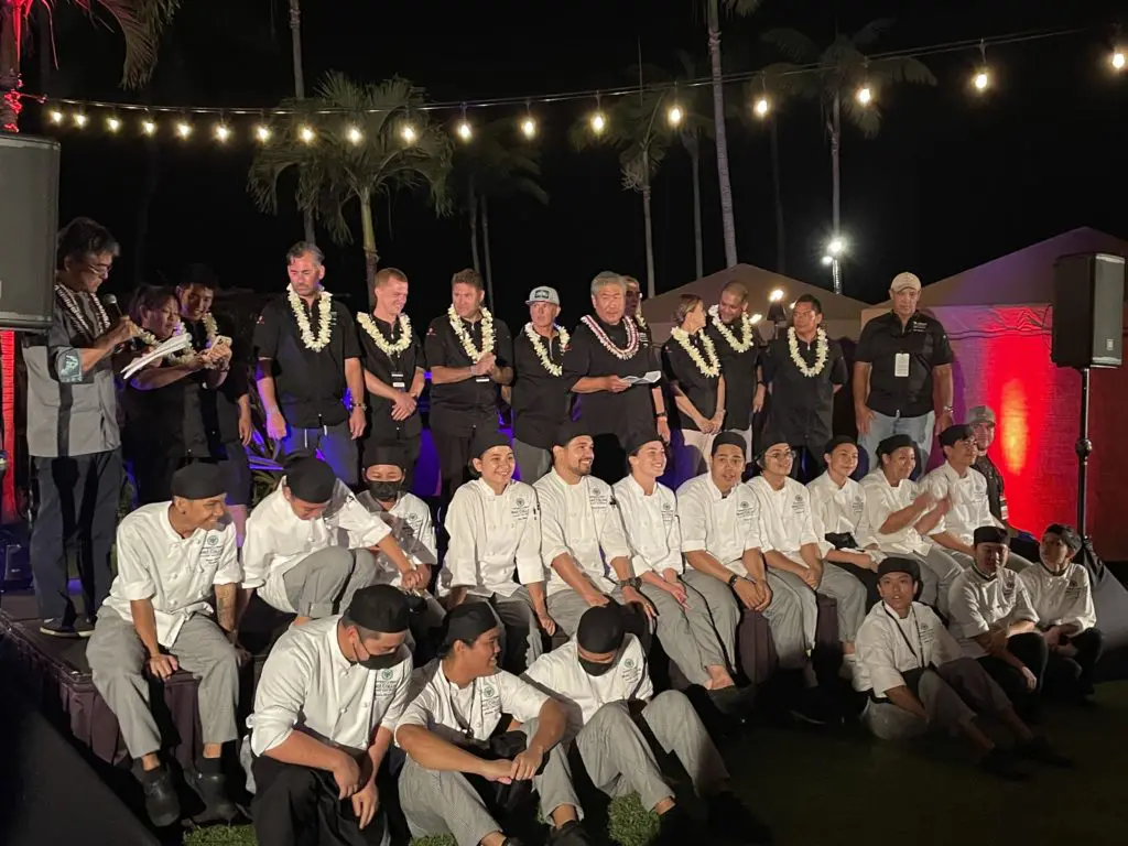 Roy Yamaguchi introduces the talent and culinary students at Oct. 22nd Big, Bold, and Beautiful event on Maui. Photo by Courtney Dabney.