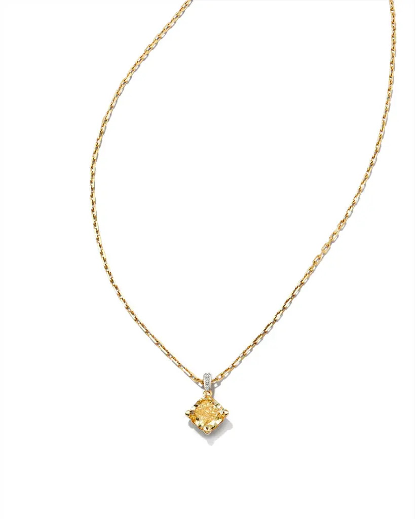 Kendra Scott Dira Pendant Necklace ($4,000) with 14-karat gold and a yellow lab-grown daimond.