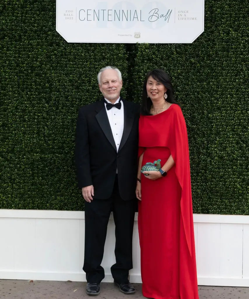 Houston Zoo president and CEO Lee Ehmke & Sue Chin at the zoo's centennial gala celebration. (Photo by Daniel Ortiz)