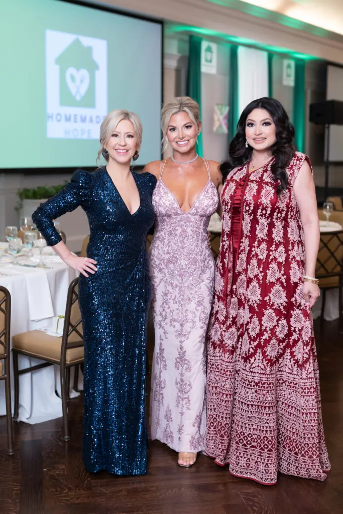Homemade Hope gala chairs Margot Delaronde Marcell, Heather Mountain, Dr. Monica Patel. (Photo by Daniel Ortiz)