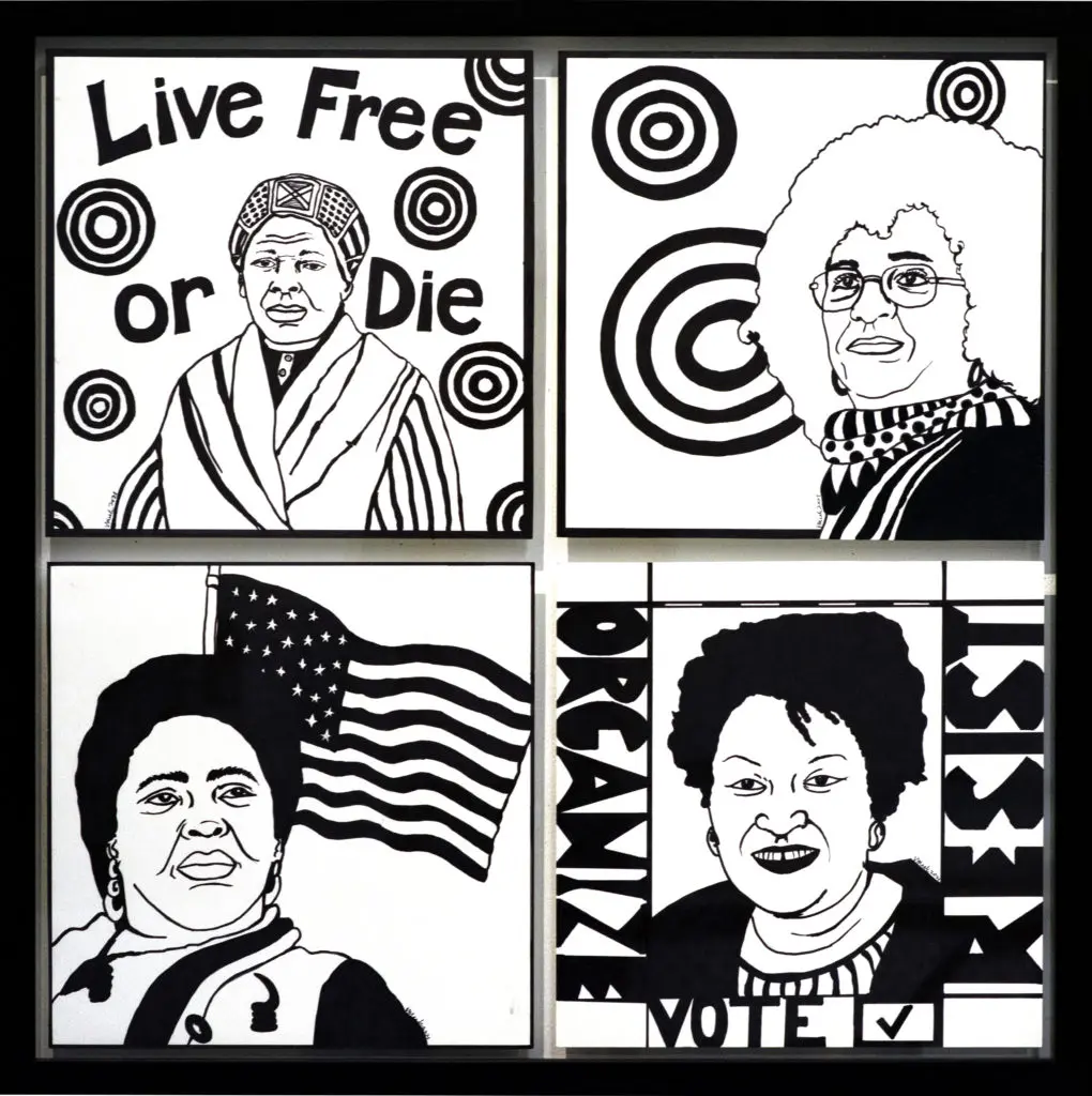 An auction work that speaks to today: Vicki Meek's #four4freedom[Harriet/Angela/Fannie/Stacey," 2022. (Image courtesy of Art League Houston and the artist)