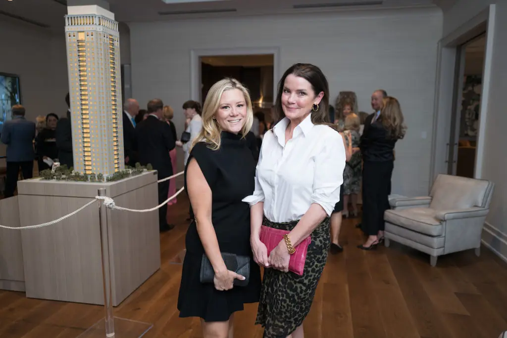 Monica Bickers, Katherine Phelps at the grand opening of the 1661 Tanglewood luxe sale office in Uptown Park. (Photo by Daniel Ortiz)