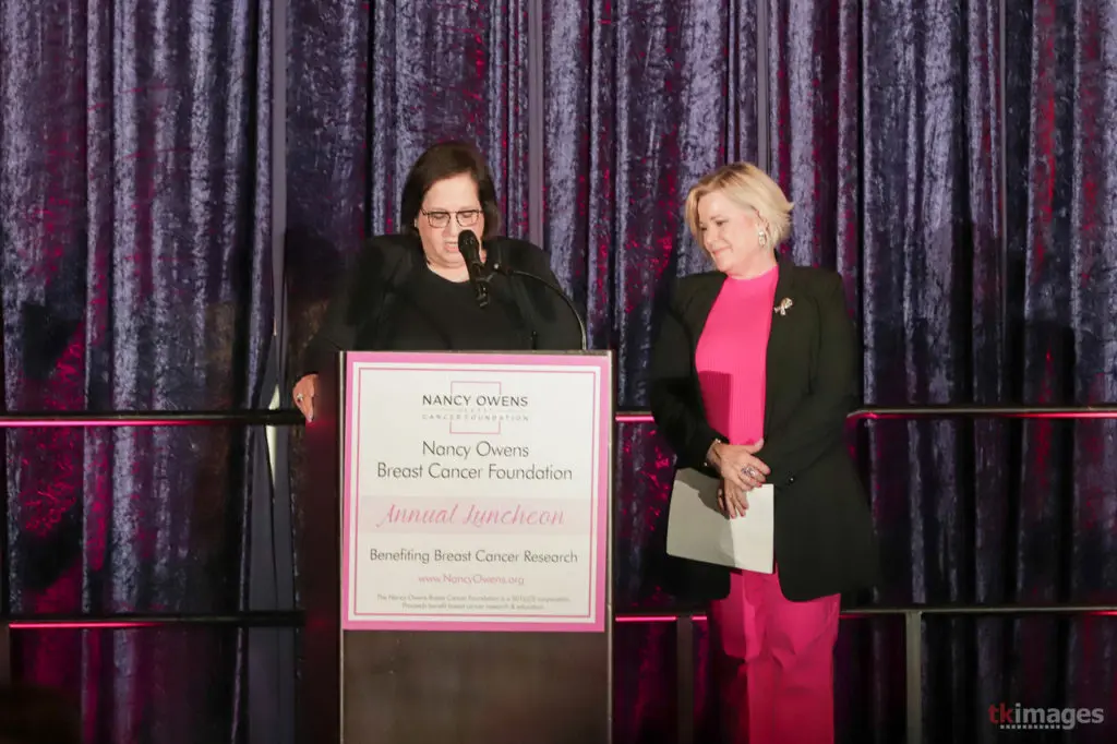 Amy Bernstein, Terri Guerra at the Nancy Owens Breast Cancer Foundation annual luncheon. (Photo courtesy of TK Images)