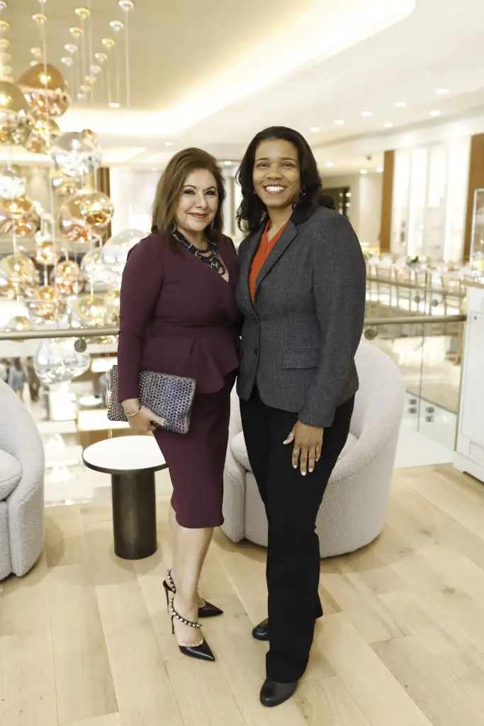 Debbie Festari, Devika Kornbacher at the Una Notte in Italia luncheon held at Zadok Master Jewelers. (Photo by Quy Tran)