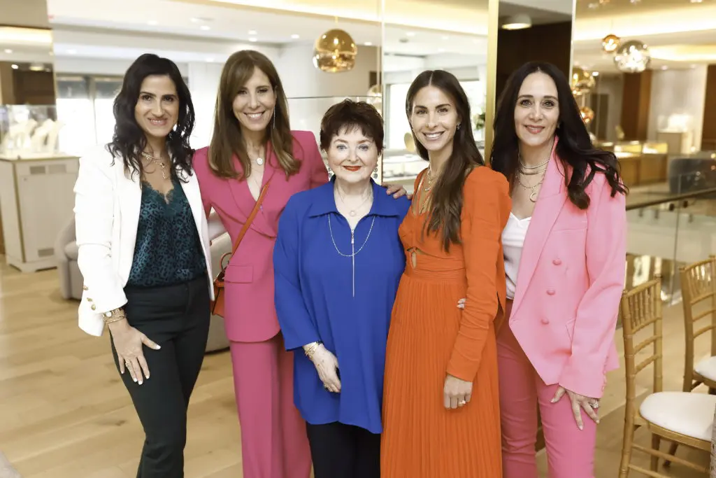 Lisa Zadok, Lisa Frankel, Helene Zadok, Danielle Nemiroff, Amy Zadok at the Una Notte in Italia luncheon held at Zadok Master Jewelers. (Photo by Quy Tran)