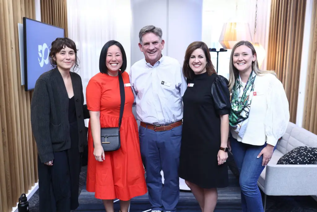 Raquel Torres, Jeannie Wu, Don Trimble, Stephanie Ory, Gabby Dazet at Gensler Houston's 50th anniversary celebration. (Photo by Quy Tran)