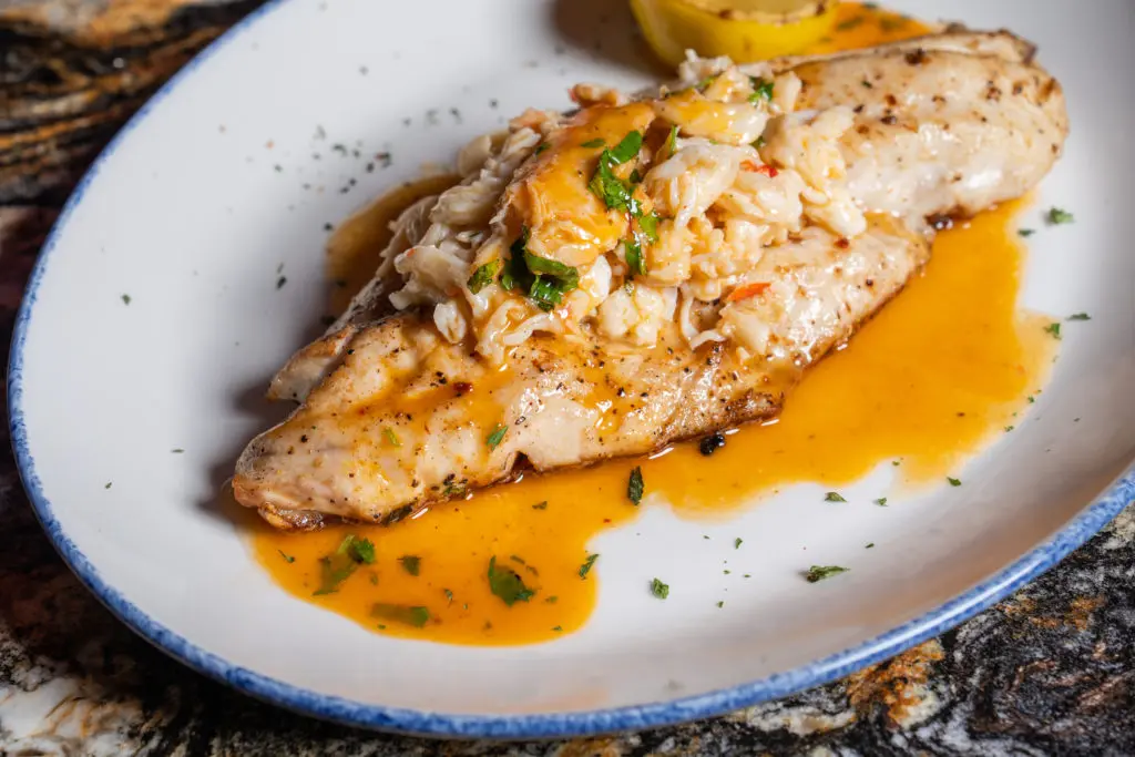 Red fish on the half shell at Gatsby's Prime Seafood. Photo Michael Anthony.