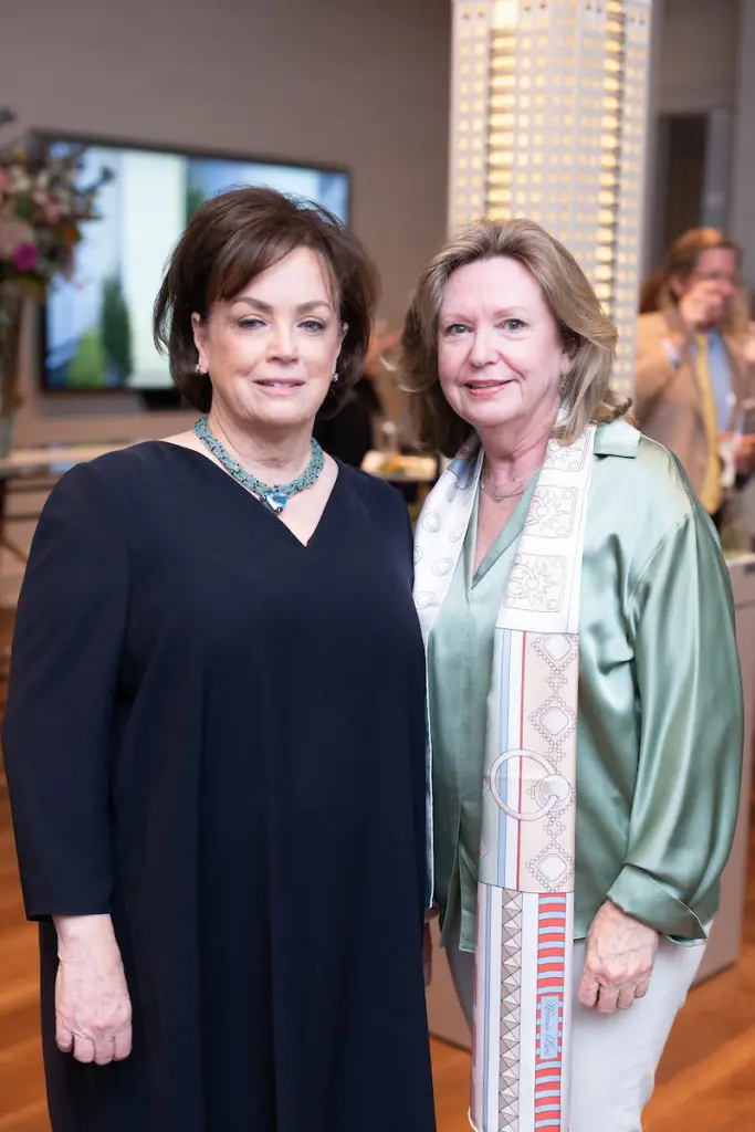 Ruthie Porterfield, Susanne Galtney at the grand opening of the 1661 Tanglewood luxe sale office in Uptown Park. (Photo by Daniel Ortiz)