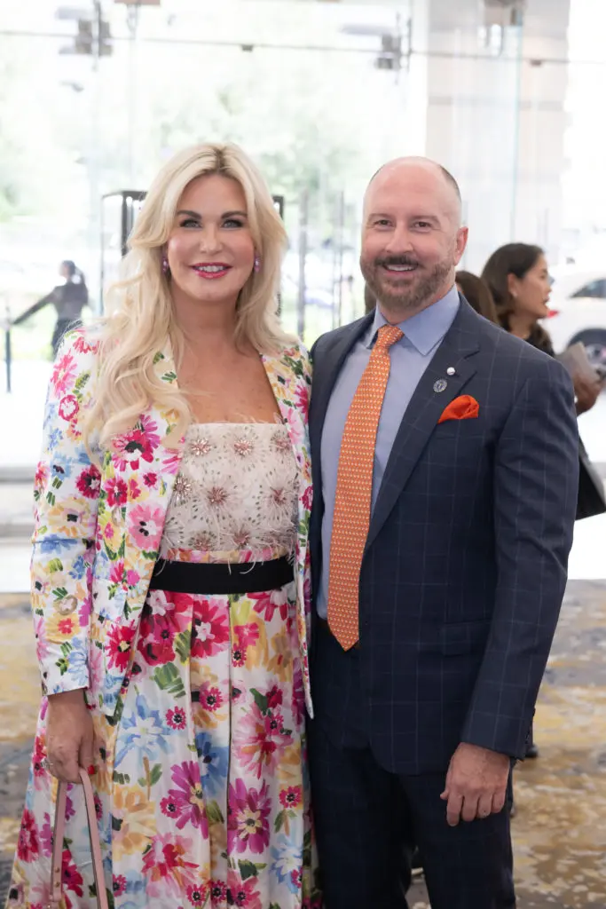 Stephanie Von Stein Schusterman, Tony Bradfield at the Memorial Hermann Foundation 'Razzle Dazzle' luncheon. (Photo by Wilson Parish)