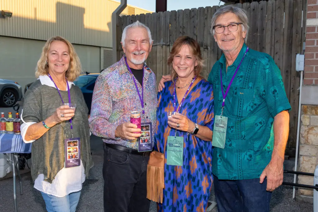 Suzanne Kirkpatrick, Gary Lenz, Patti Montgomery, Brett Hanka at the Iron Bartender 2022 competition benefitting The Periwinkle Foundation. (Photo by Larry Geiger)