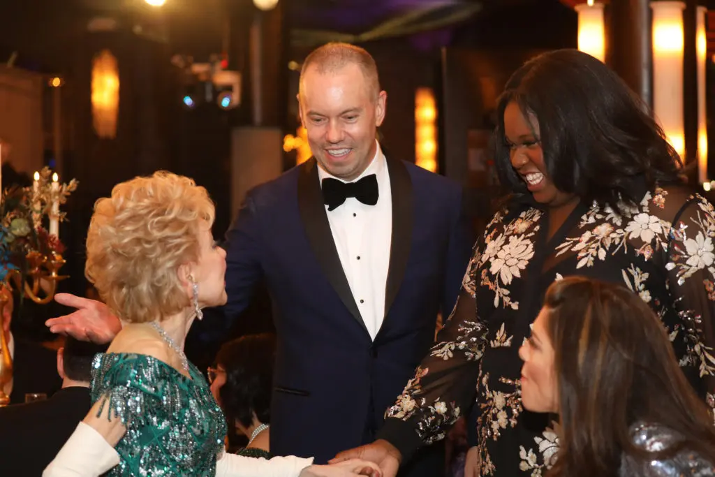 Margaret Alkek Williams, TUTS artistic director Dan Knechtges, Broadway celebrity Alex Newell at the TUTS gala  (Photo by Priscilla Dickson)