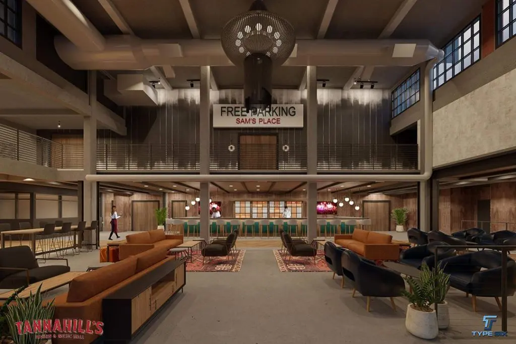 Pre-event space at Tannahill's Tavern & Music Hall. Rendering by Type Six.