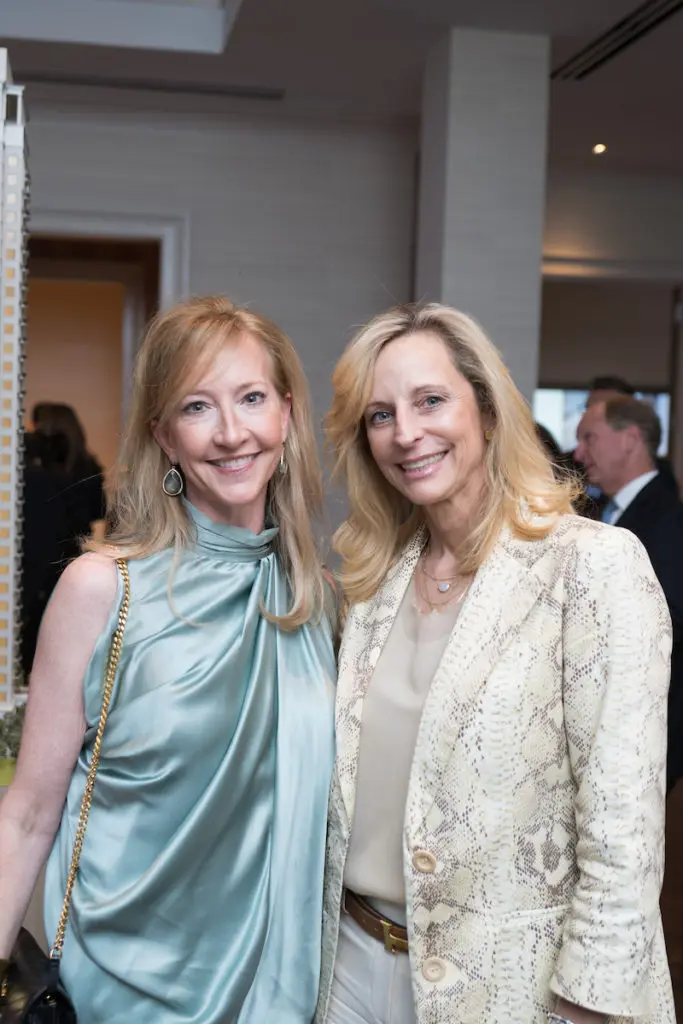 Tricia Hamilton Blalock, Kathy Masterson at the grand opening of the 1661 Tanglewood luxe sale office in Uptown Park. (Photo by Daniel Ortiz)